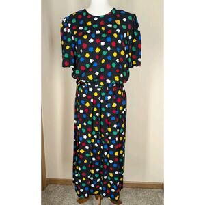 Vintage Worthington Essentials Colorful 2-piece Blouse Skirt Set Women’s 12/14